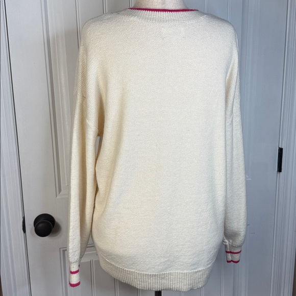 Lou & Grey cream novelty “Love heart” Crew Neck  Knit Sweater Size XL - Picture 7 of 13